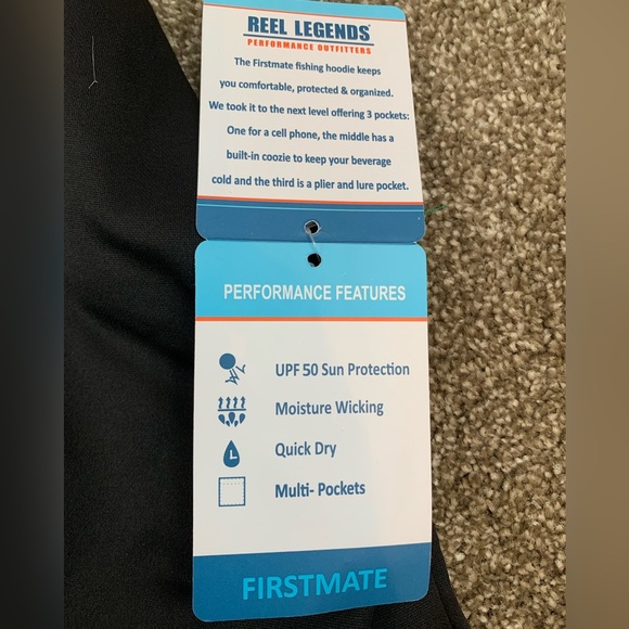 Reel Legends Hoodie Firstmate Fishing Hoodie Multi Pockets NWT Size L… - Picture 6 of 13